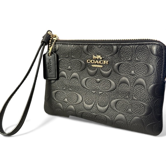 Coach Debossed Calf Leather Zip Around Wristlet w/ box & unbranded dust bag 🍍 - Picture 3 of 5